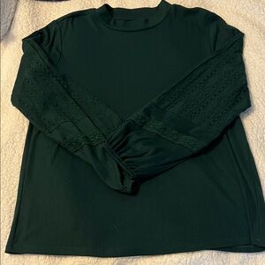 Women’s Maurice’s  Green Long Sleeve Lace Detail Top